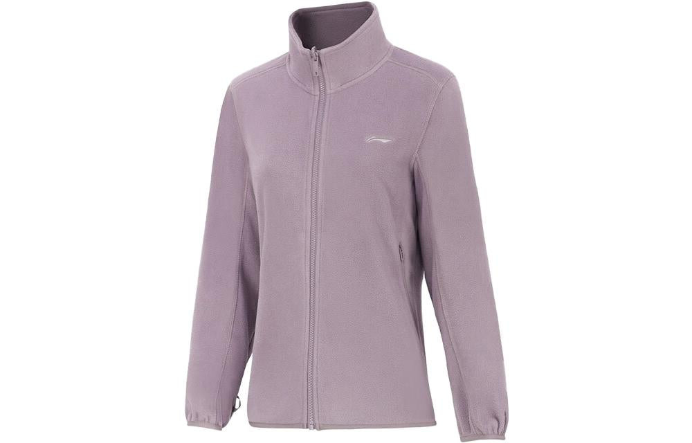 (WMNS) Li-Ning Color Block 3-in-1 Polar Fleece Hooded Windbreaker 'Mauve White' AWBT014-2 - 3