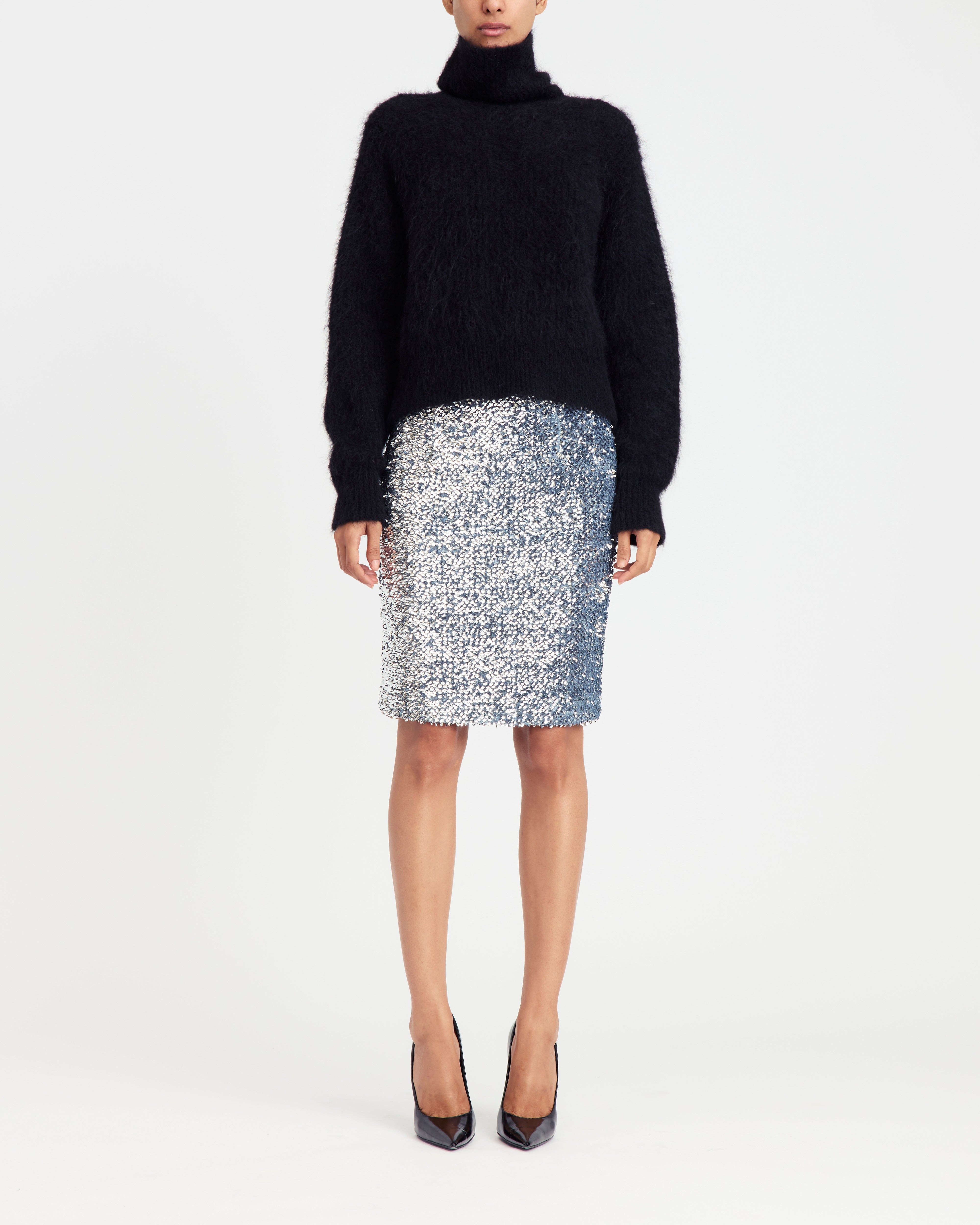 DELTA MIDI SKIRT IN TEXTURED SEQUIN - 2