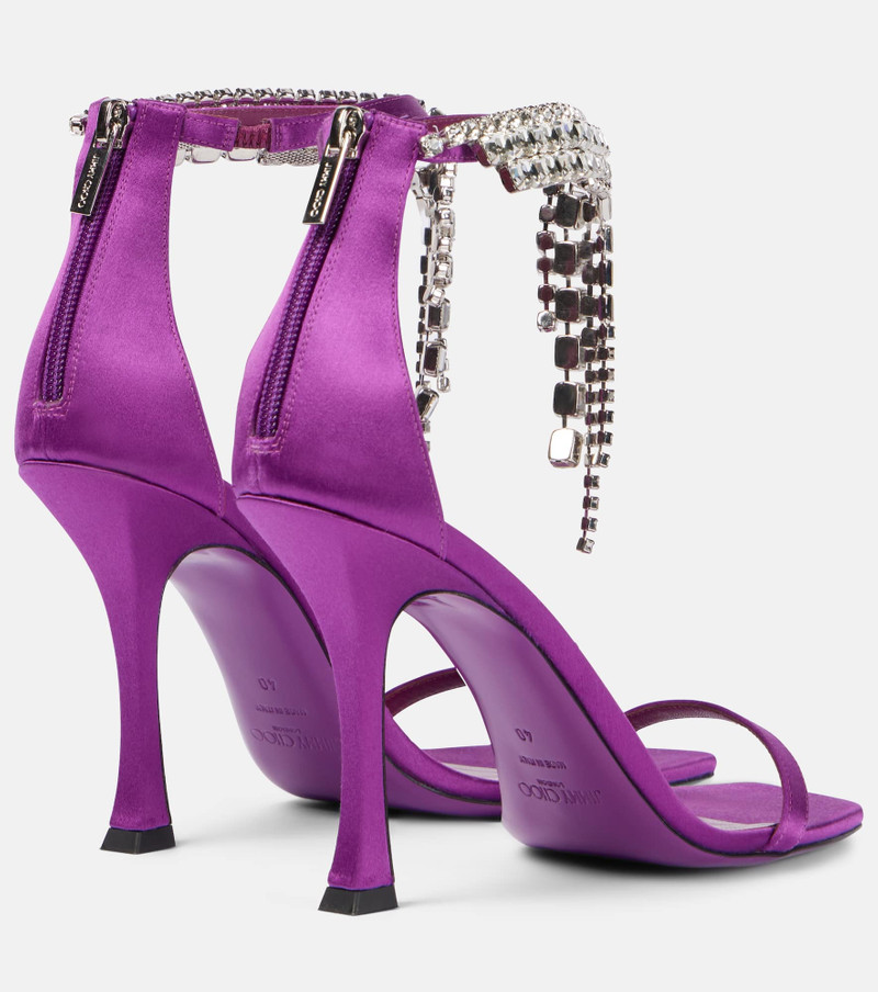 JIMMY CHOO Verity 100 embellished satin sandals outlook
