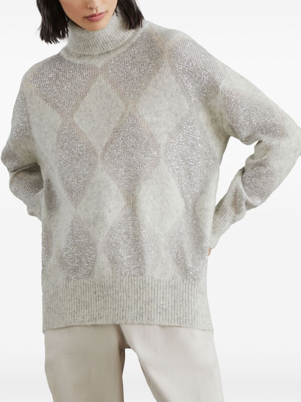 sequined roll-neck jumper - 3