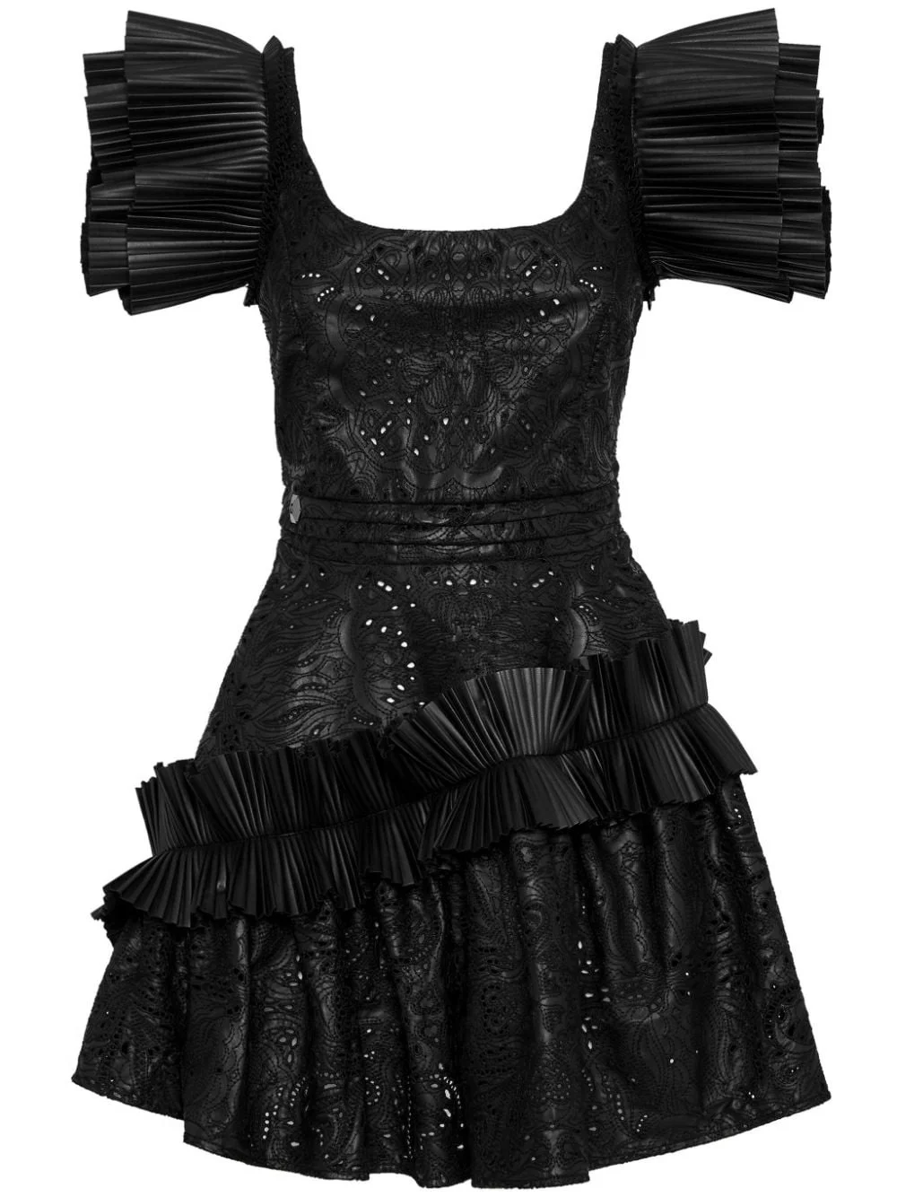 ruffled faux-leather minidress - 1
