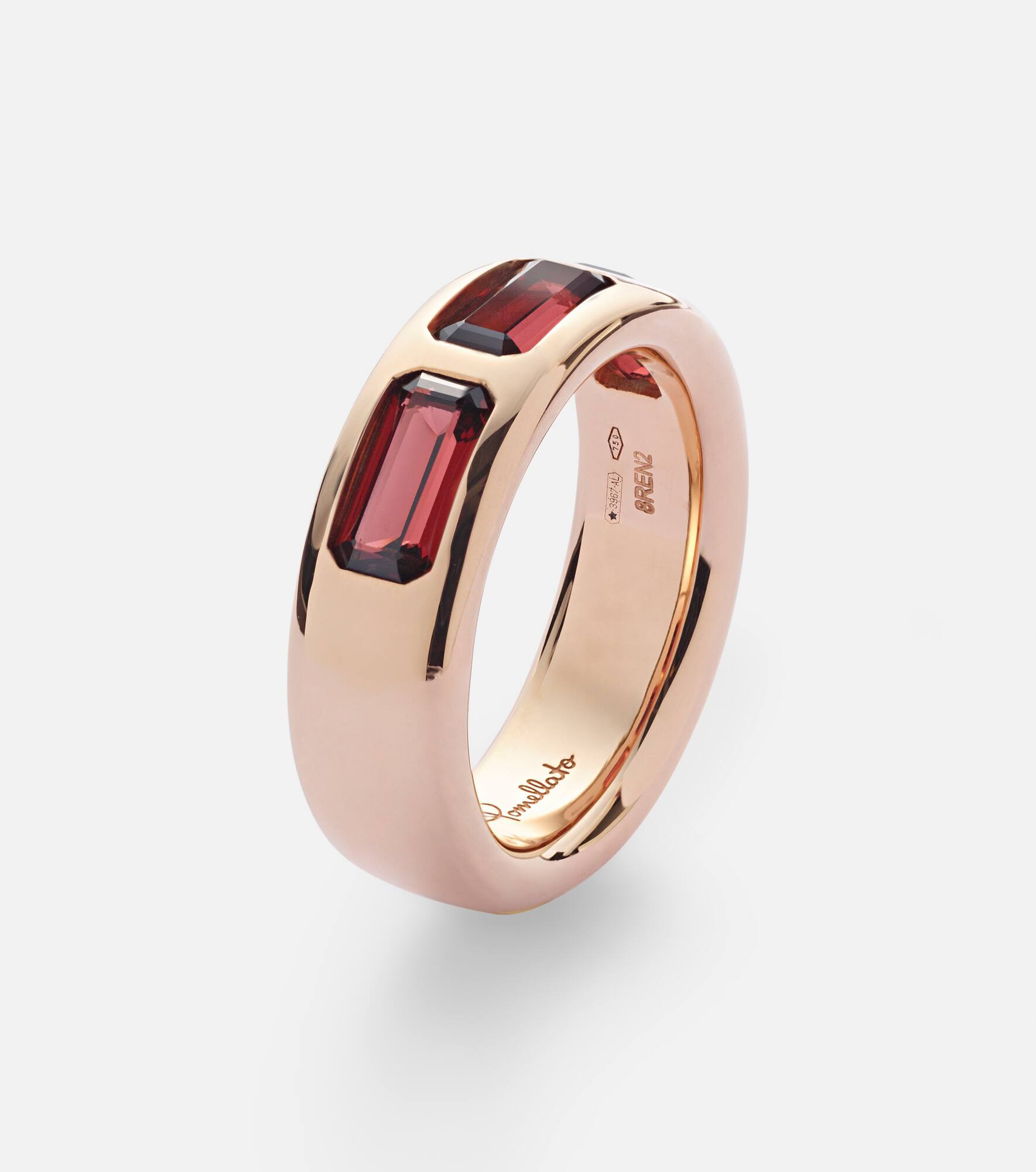 Iconica 18kt rose gold ring with pyrope garnets - 4