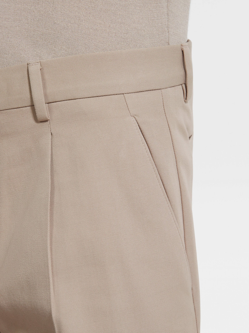 ZEGNA LIGHT TAUPE COTTON AND WOOL PANTS outlook