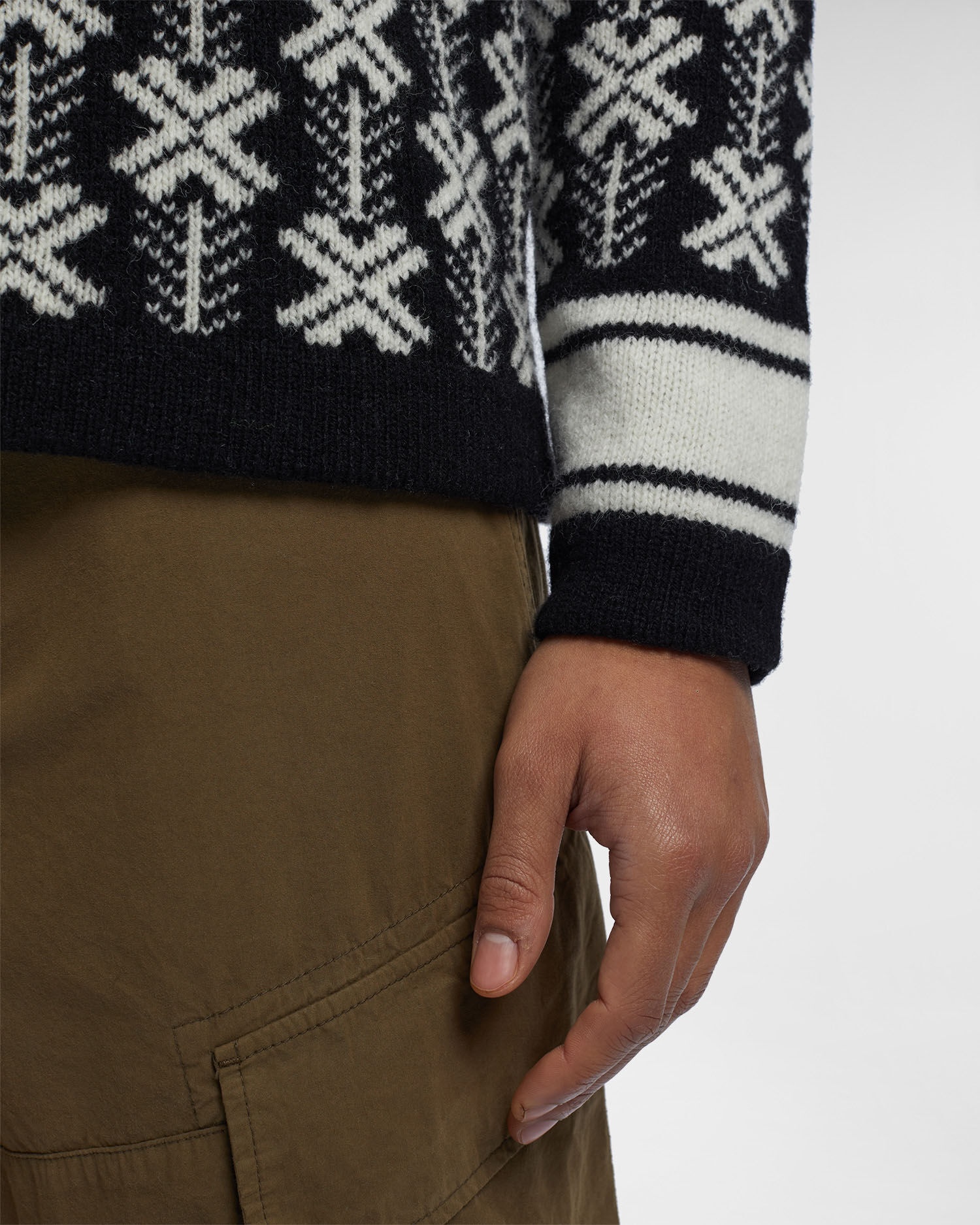 Wool Jacquard Logo Hooded Knit - 7