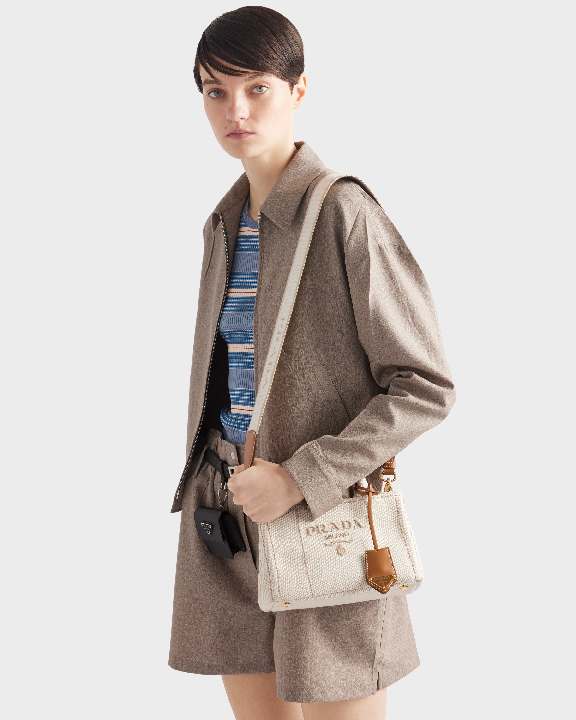 Linen blend mini handbag - 8