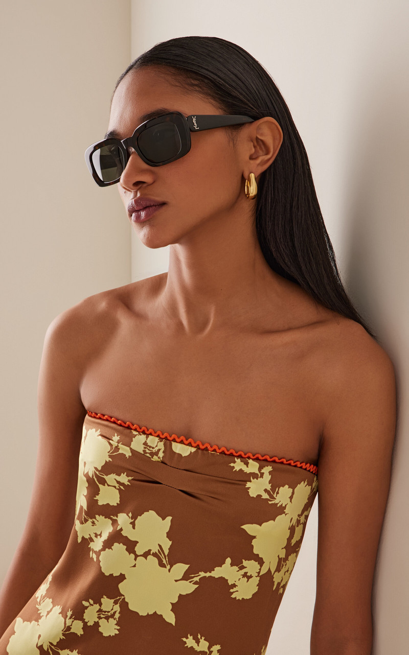 SAINT LAURENT Square-Frame Acetate Sunglasses brown outlook