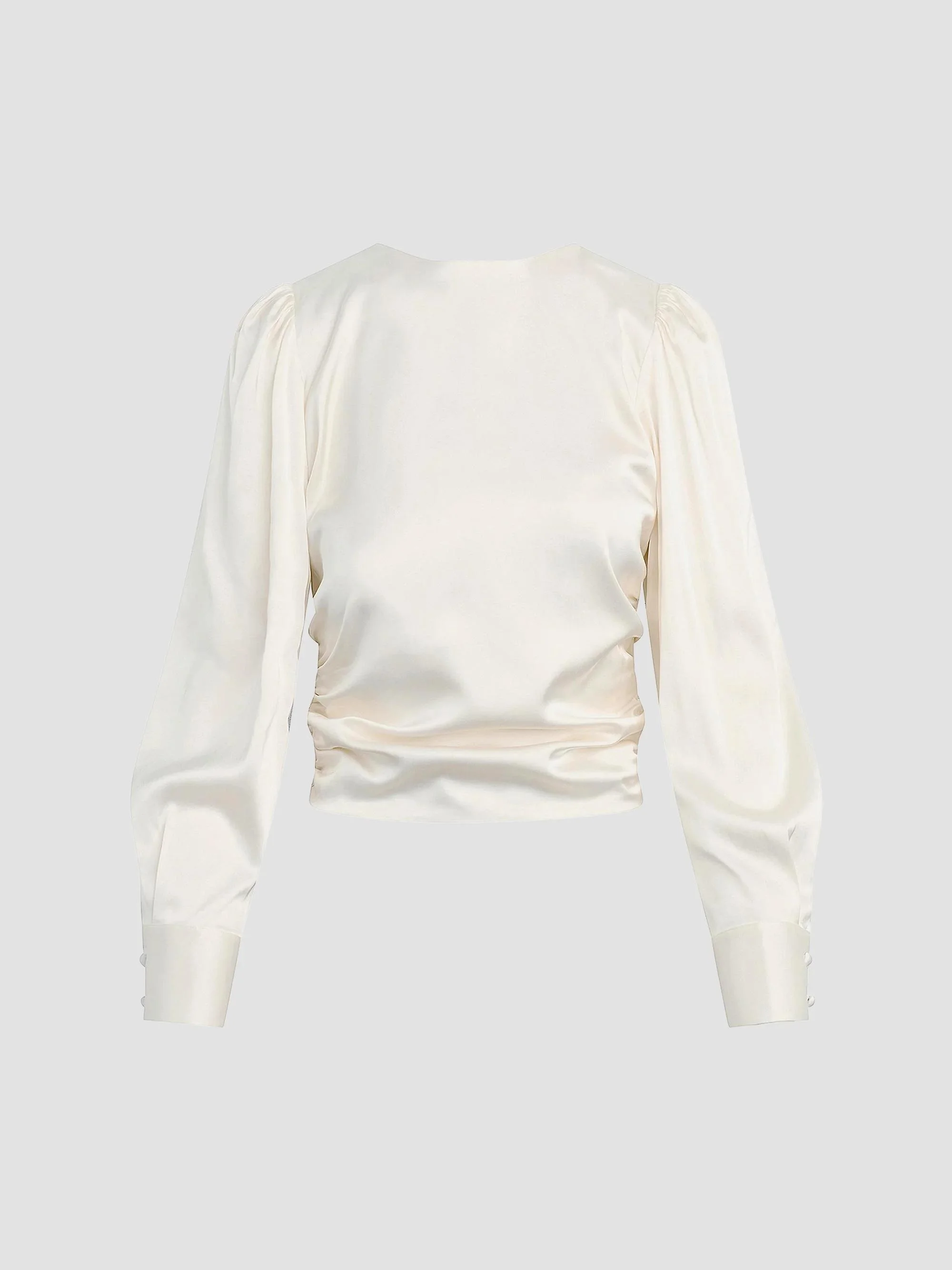 Women's The Marie Tie-Back Satin Blouse - Ecru - 1
