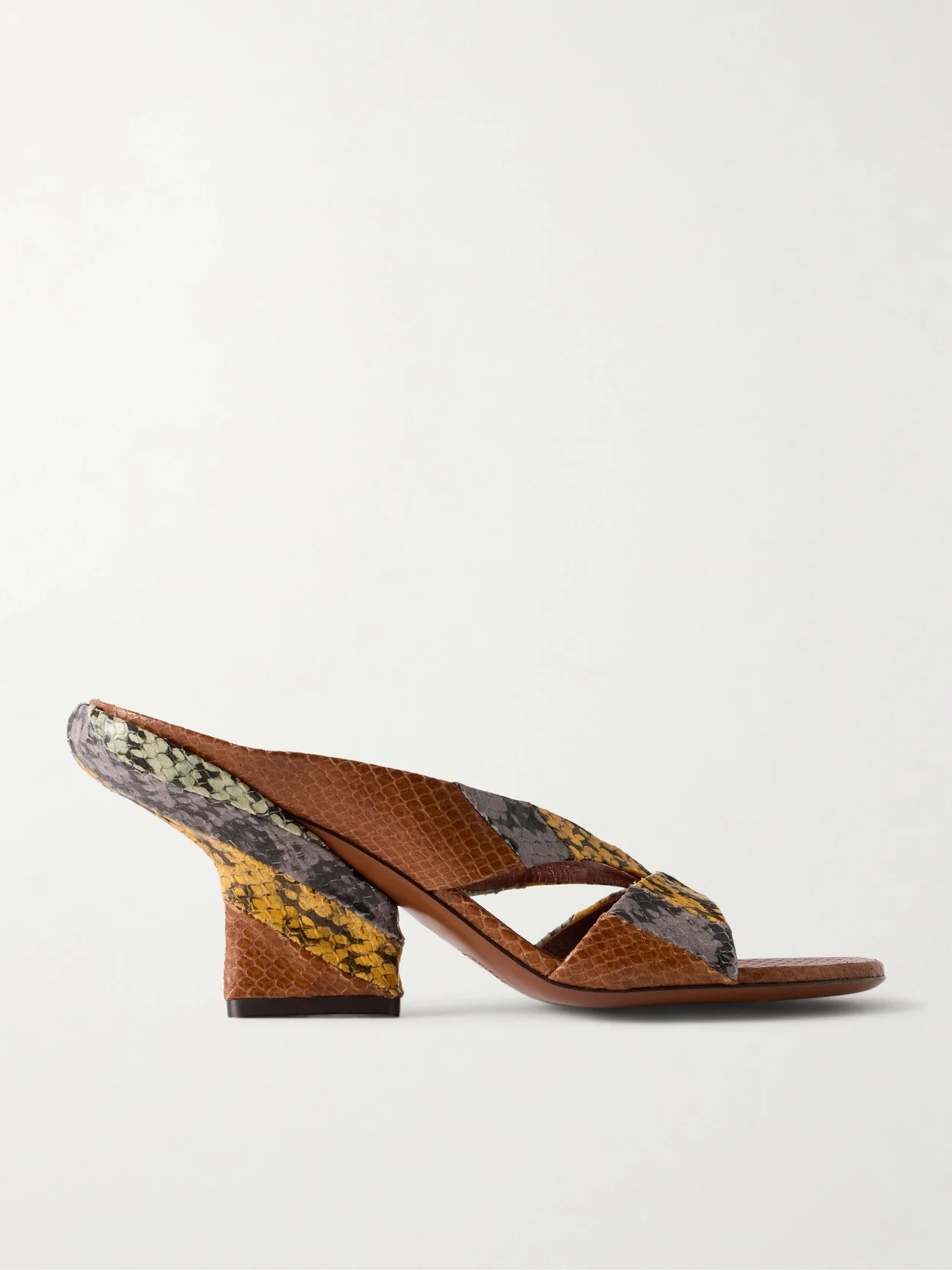 Snake-effect Leather Sandals - 1