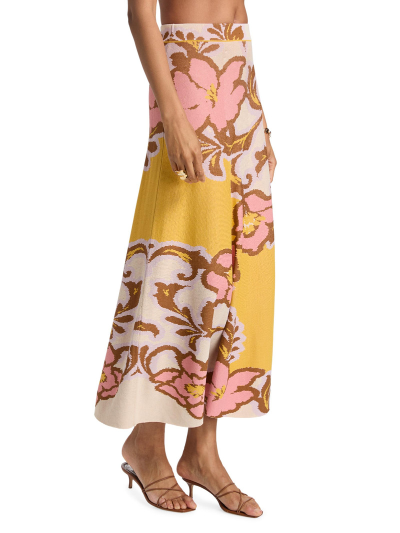 Women's Karma Floral Knit Maxi Skirt - Plumeria Wave Knit 4