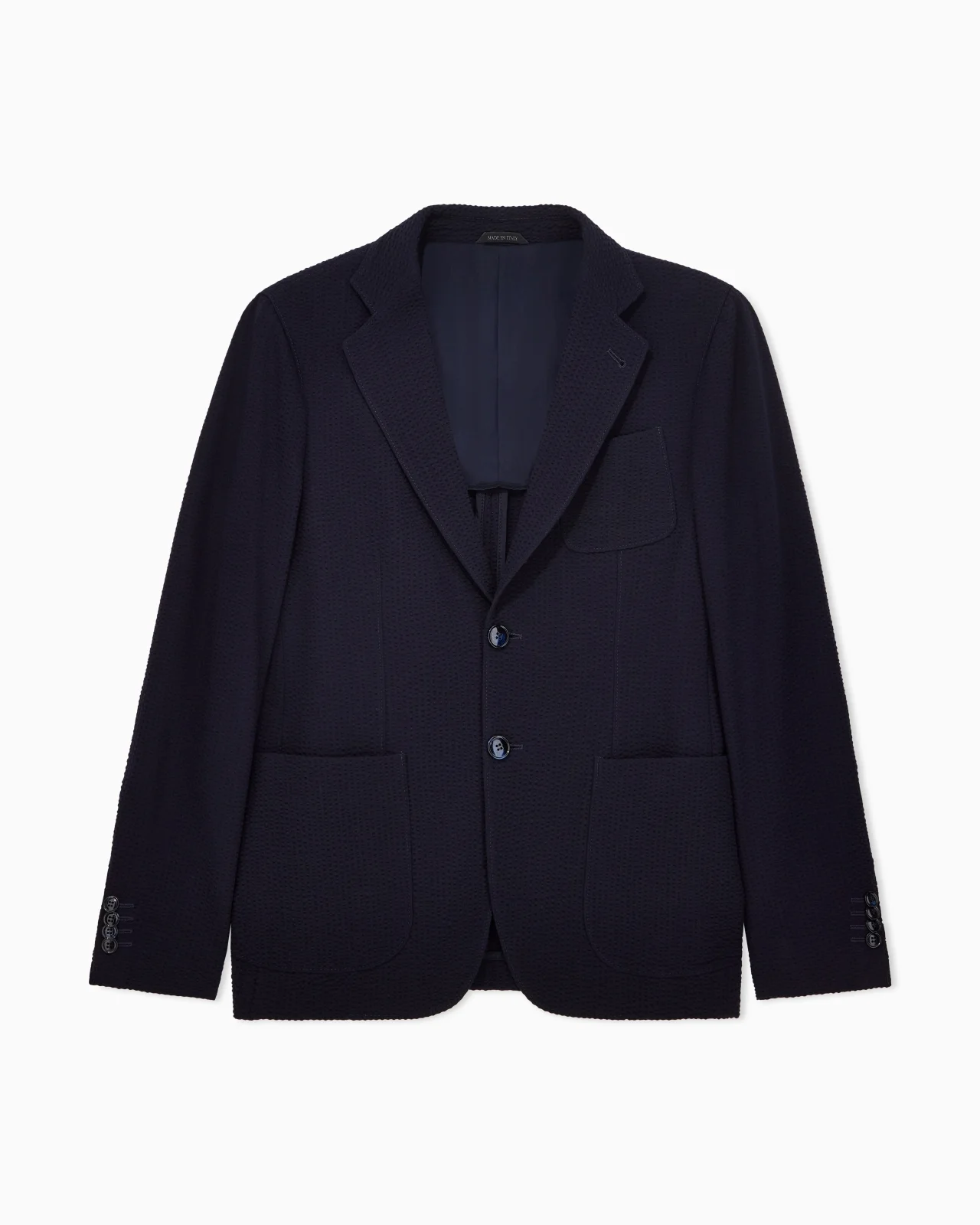 Upton line single-breasted jacket in virgin wool and cashmere seersucker - 1