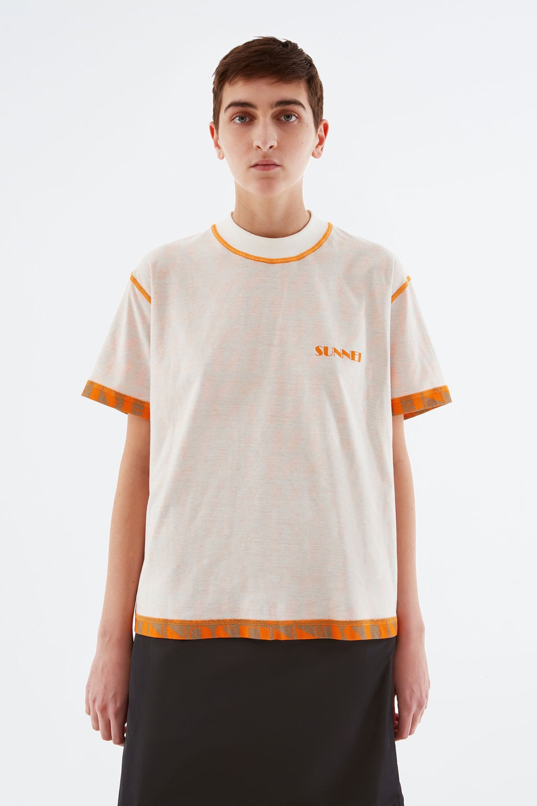 REVERSIBLE ORANGE & BEIGE LOGO T-SHIRT - 5