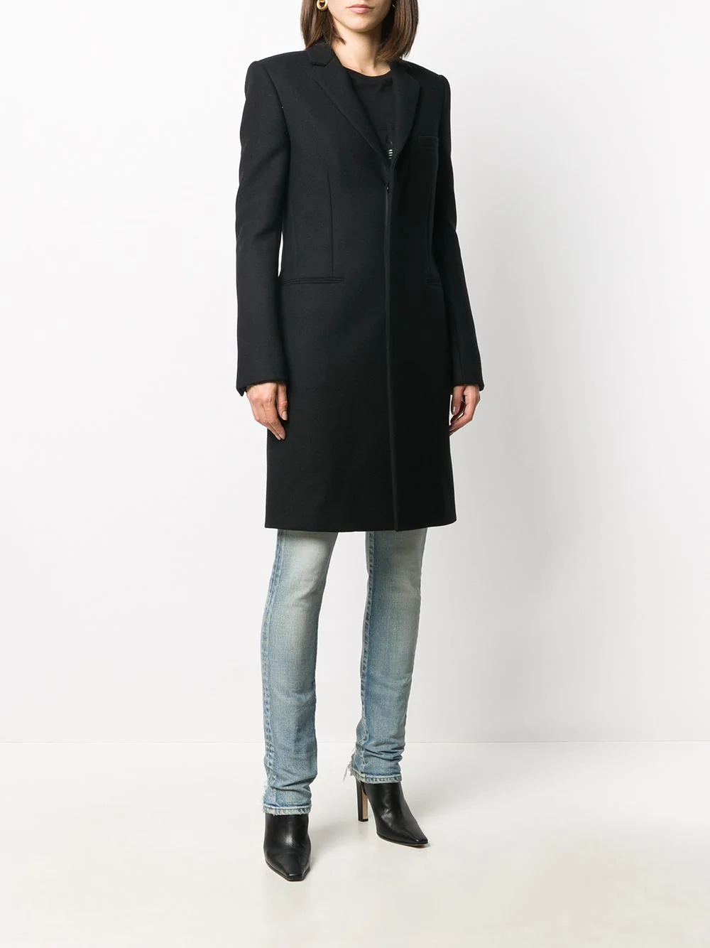 single breasted mid-length coat - 3