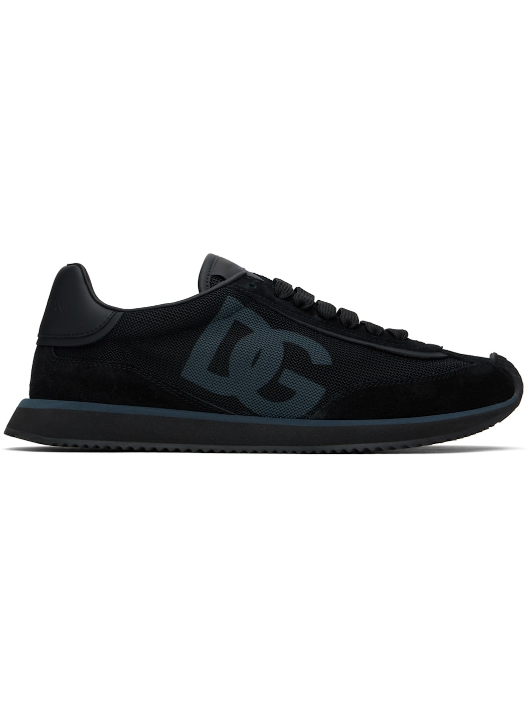 Black Mixed-Material 'DG' Cushion Sneakers - 1