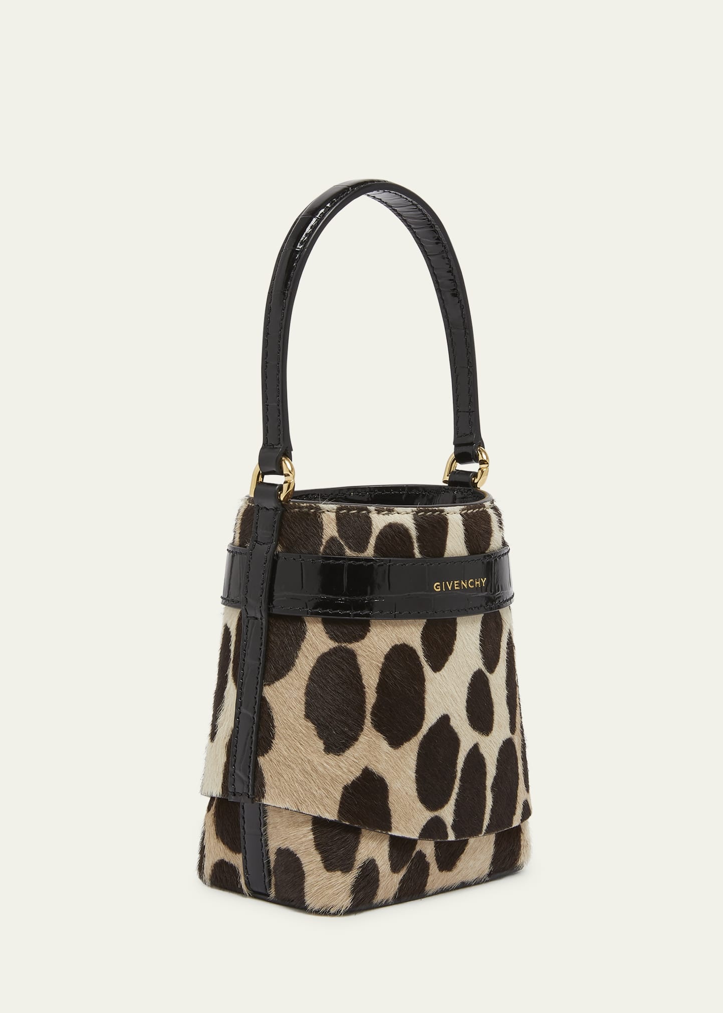 Shark Micro Lock Bucket Bag in Leopard Calf Hair - 3