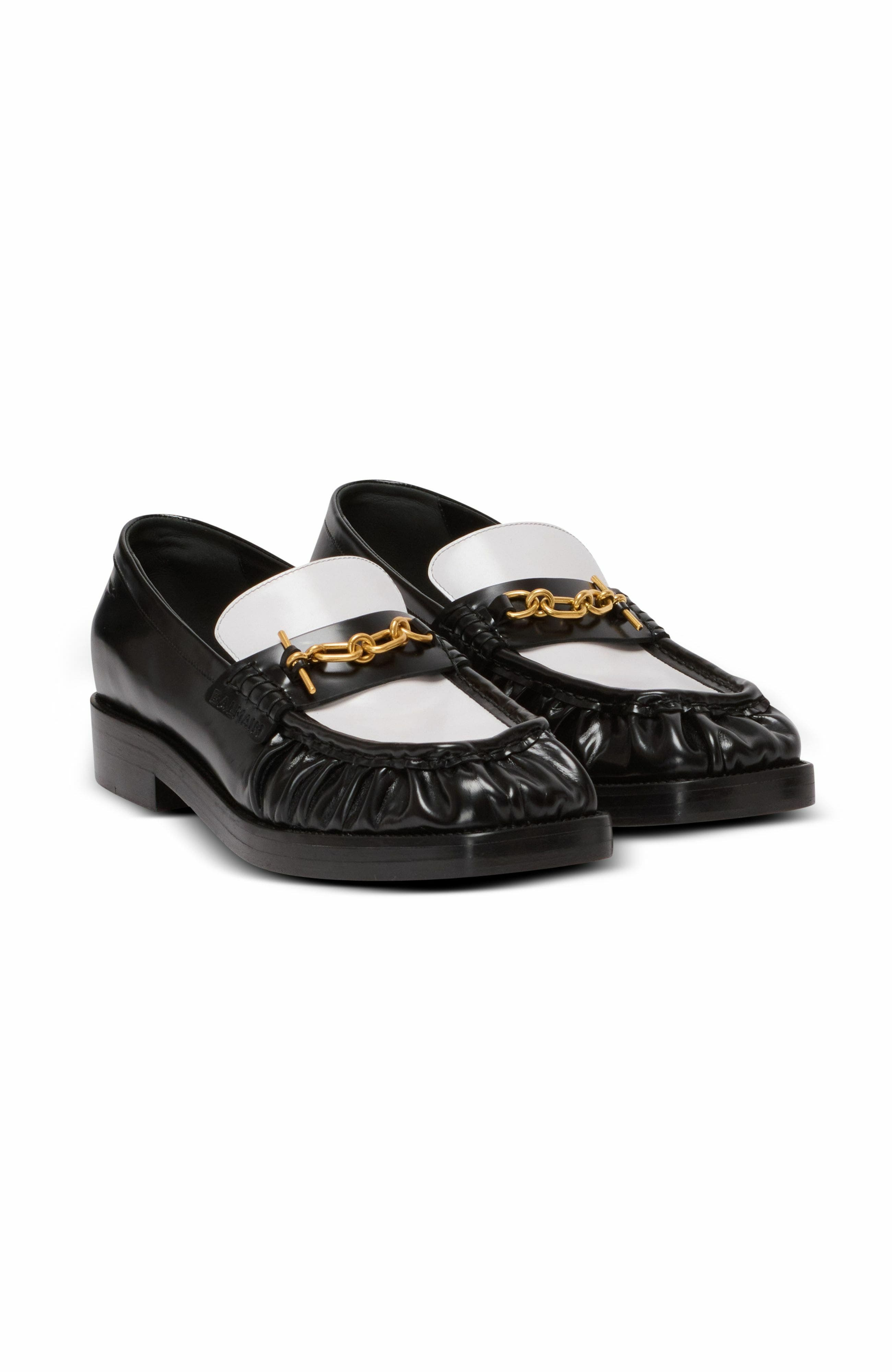 Balmain Sync glazed leather loafers in White at Nordstrom - 1