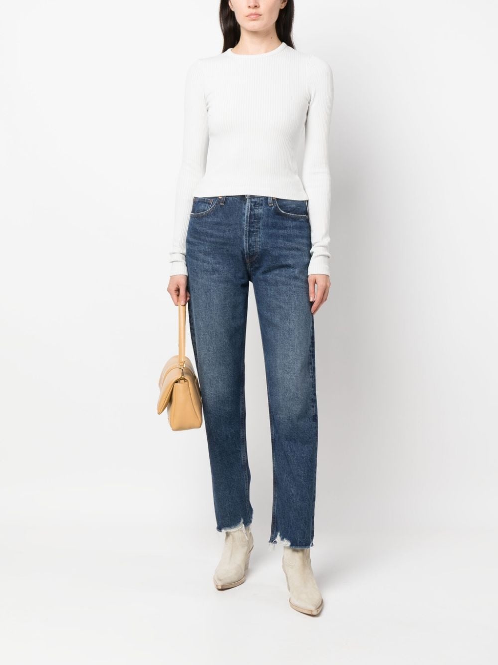 distressed-finish straight-leg jeans - 2