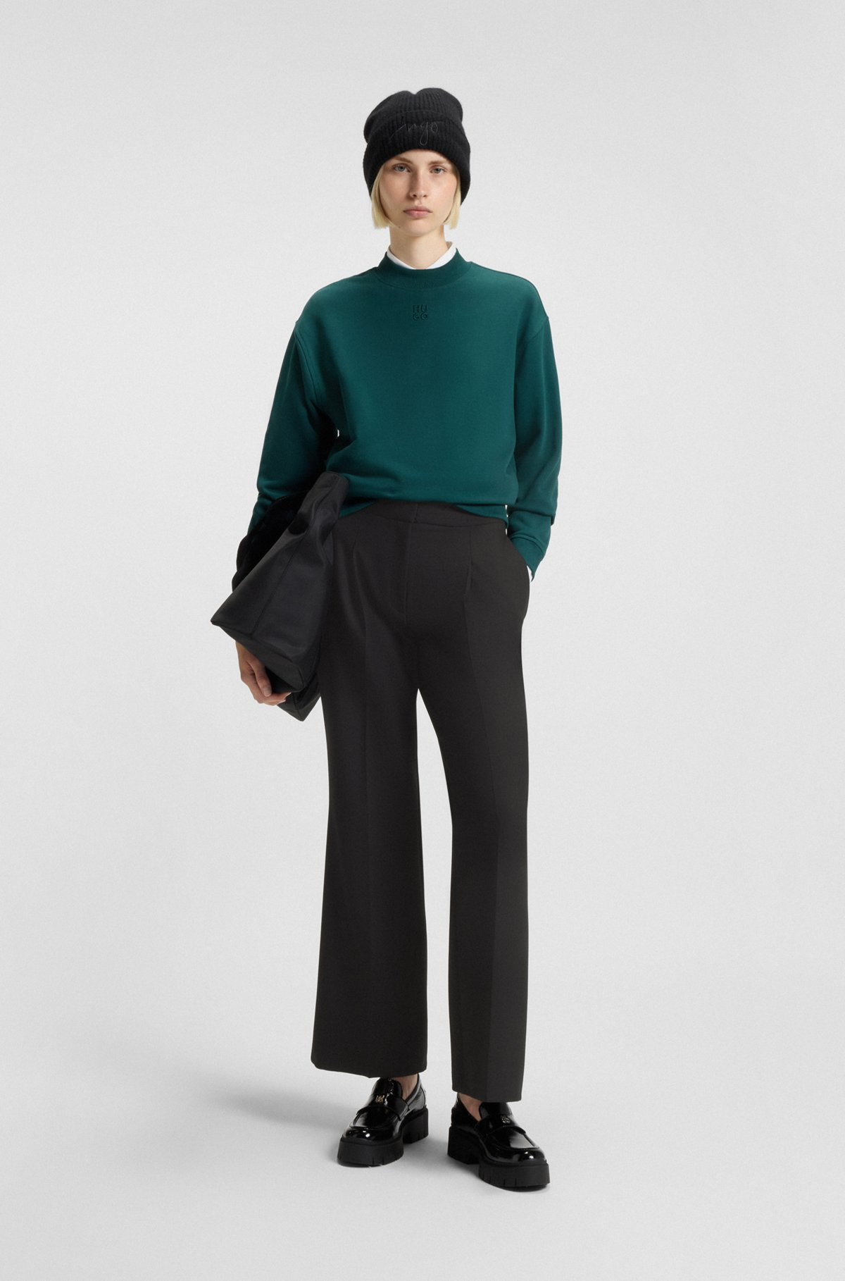 REGULAR-FIT PANTS WITH WIDE LEG IN STRETCH FABRIC - 3