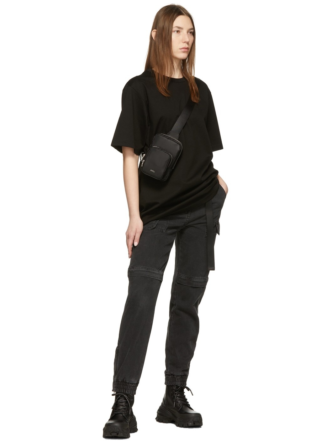 Black Denim Cargo Trousers - 4