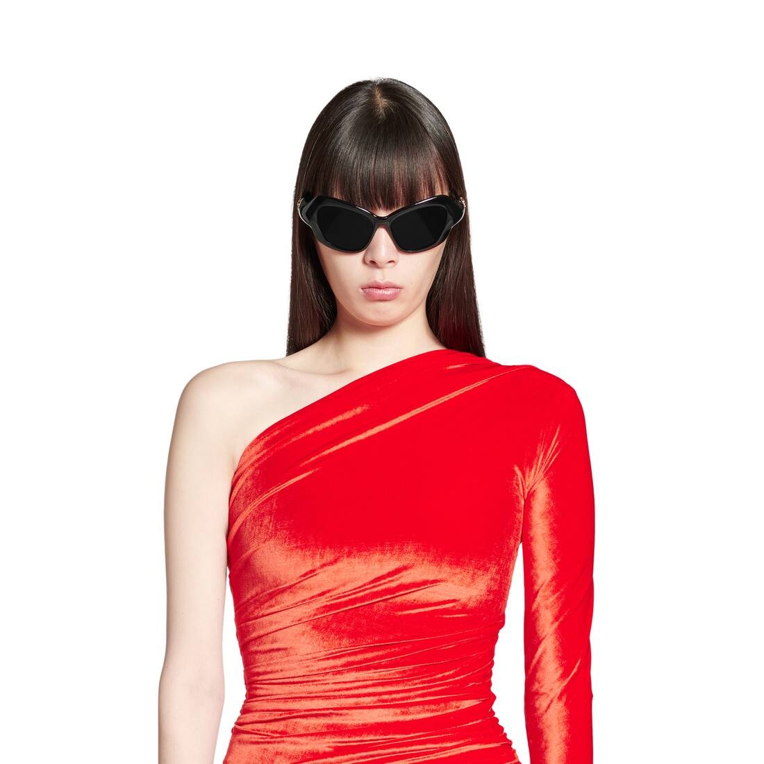 Women's Asymmetric Dress in Red - 5