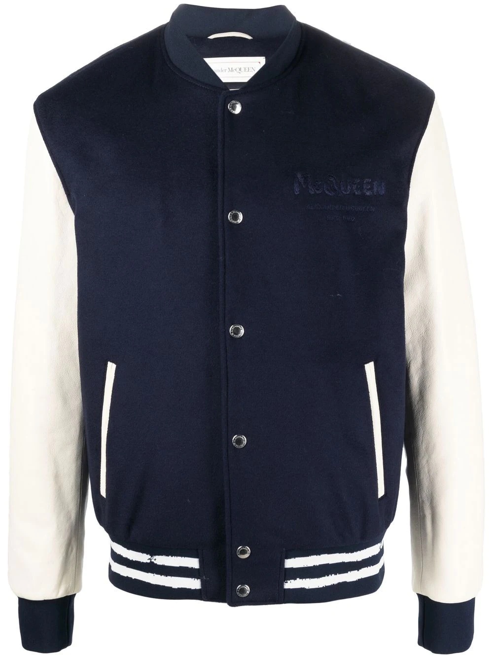 embroidered logo varsity jacket - 1