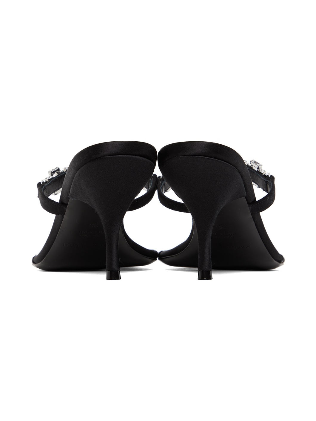 Black Crystal Thong Heeled Sandals - 2