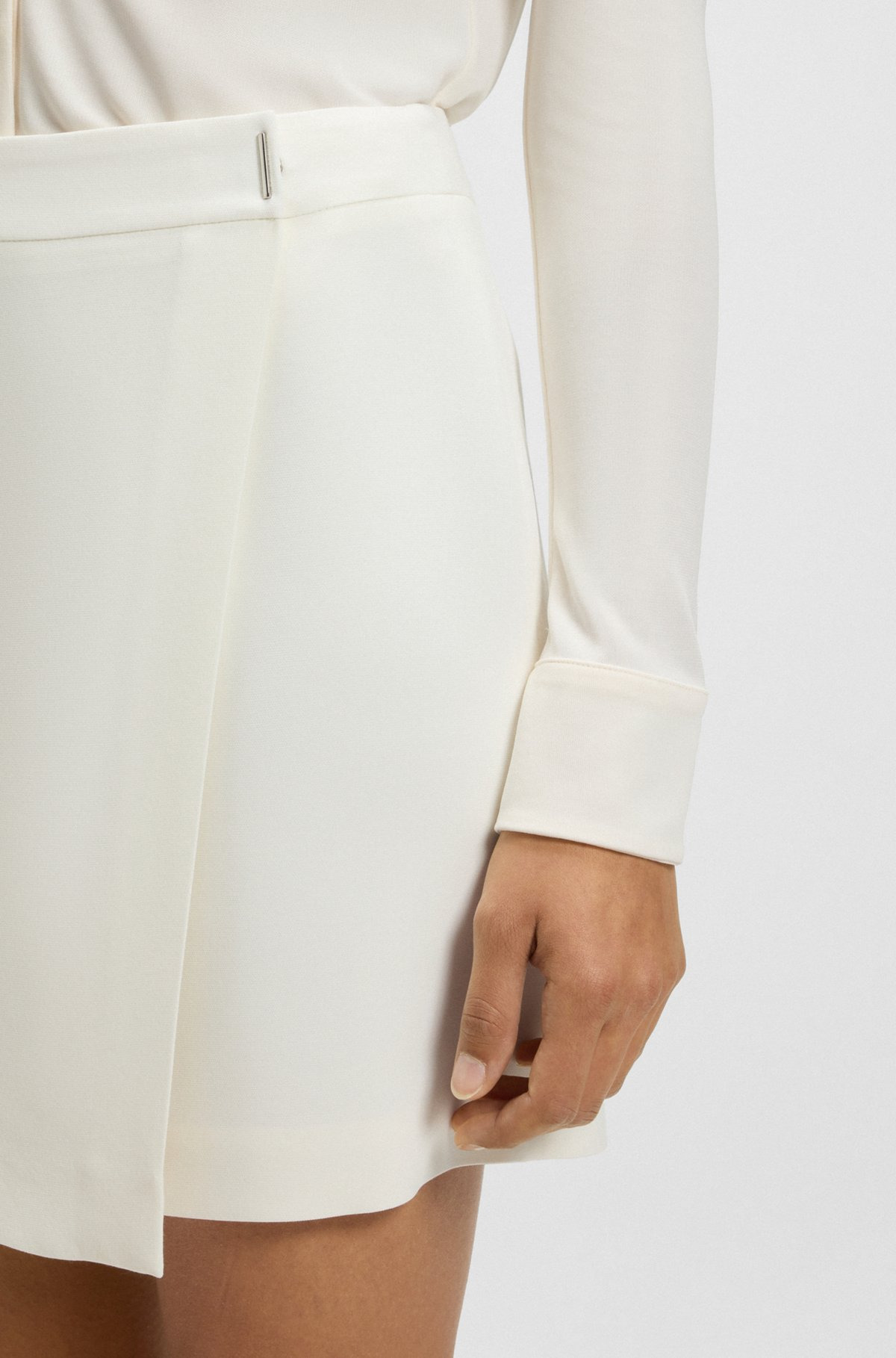 CREPE MINI SKIRT WITH WRAP FRONT - 5