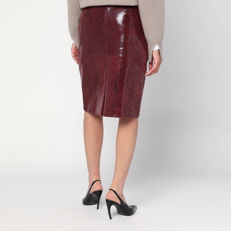 Róhe Bordeaux skirt in faux snakeskin leather - 2
