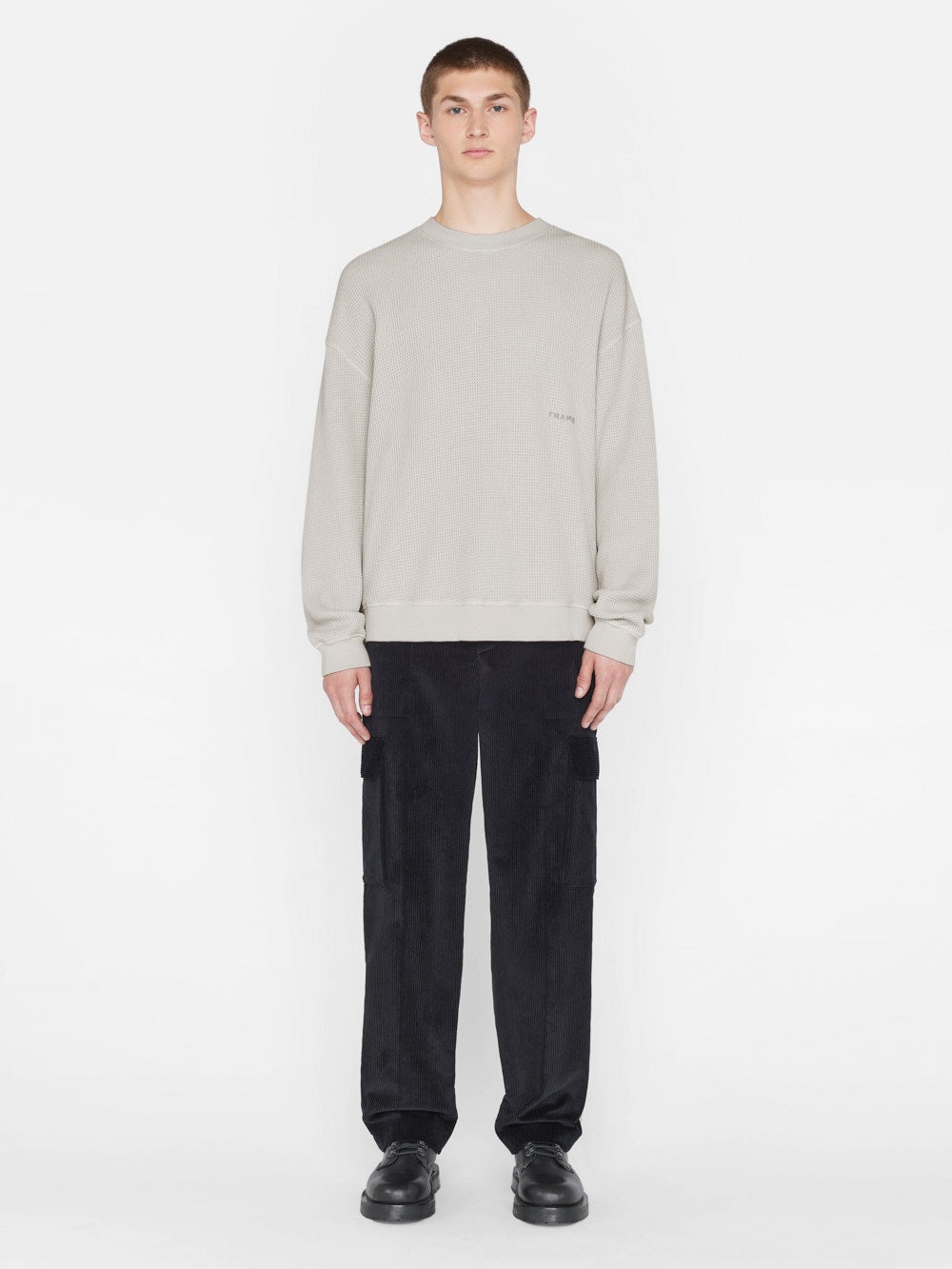 Waffle Textured Sweatshirt in Oatmeal - 2