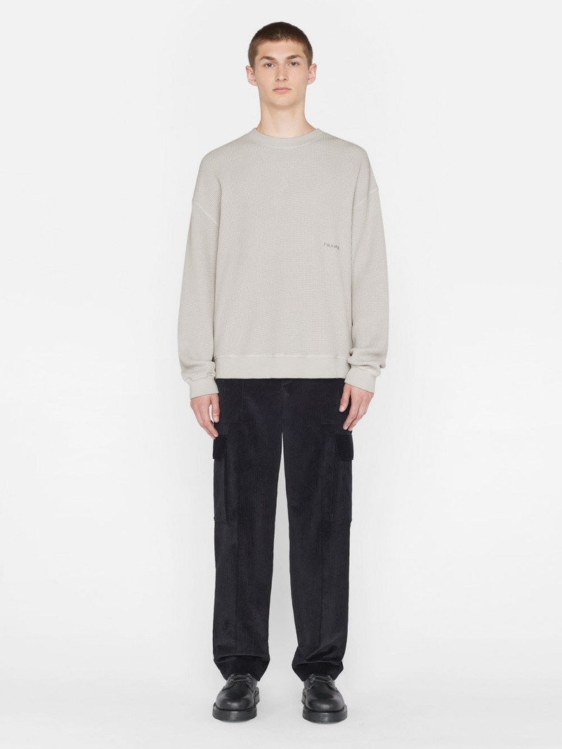 FRAME Waffle Textured Sweatshirt in Oatmeal outlook