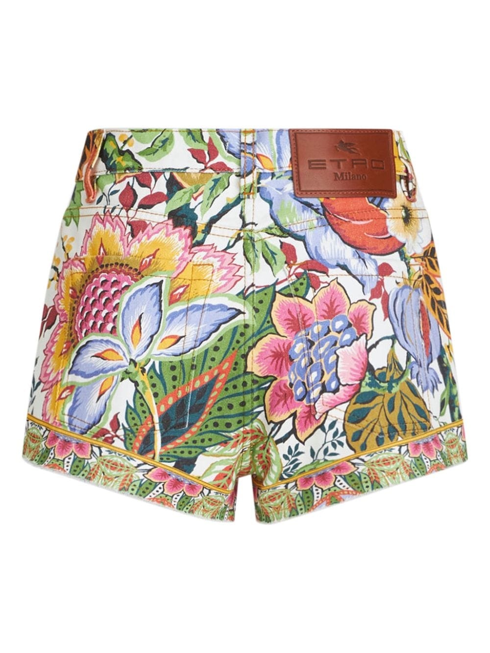 Bouquet-print denim shorts - 7
