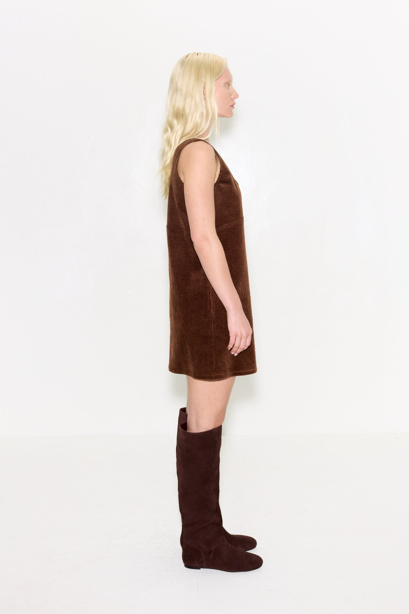 Sahara Corduroy Mini Dress In Choco Brown 4