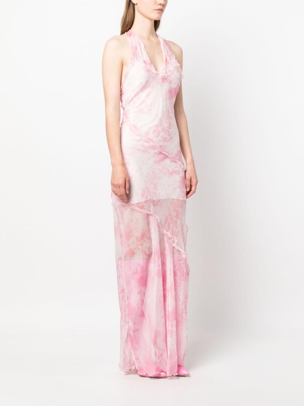 sheer ruffle-detail maxi dress - 3