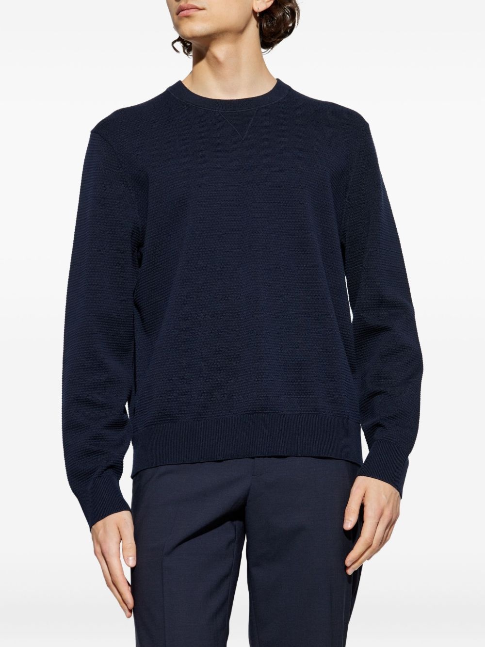 textured crew-neck jumper - 3