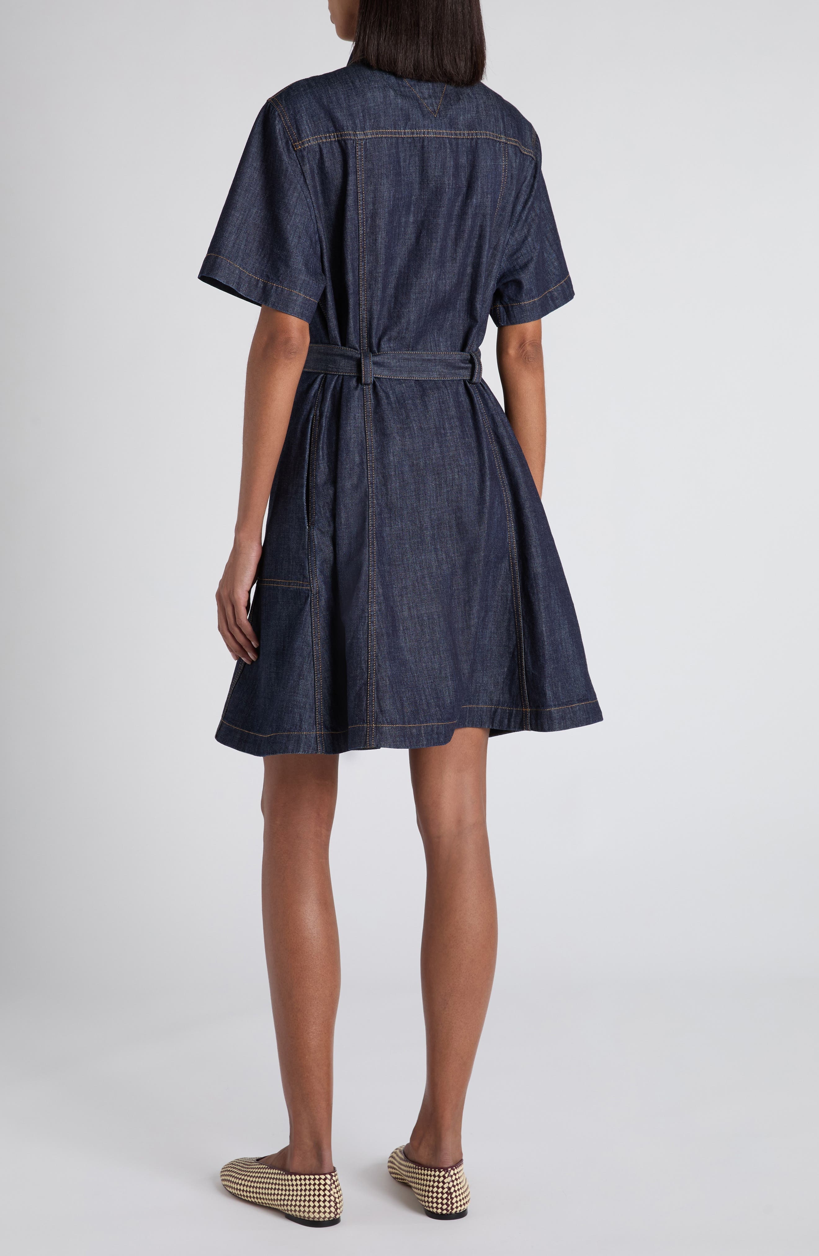 Bottega Veneta Belted Denim Popover Dress in 4245 Indigo at Nordstrom - 2