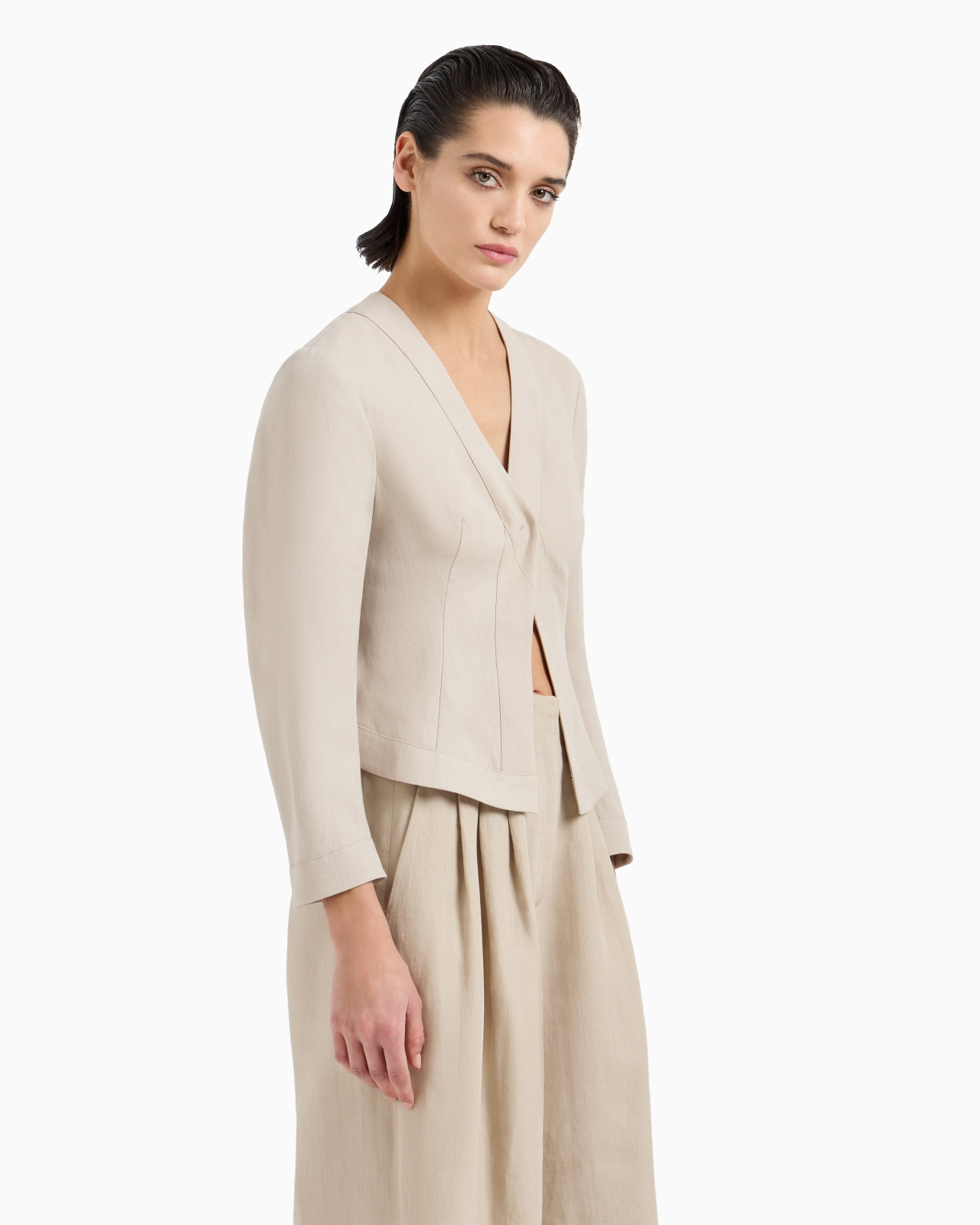 SHORT, SINGLE-BREASTED LINEN JACKET - 4