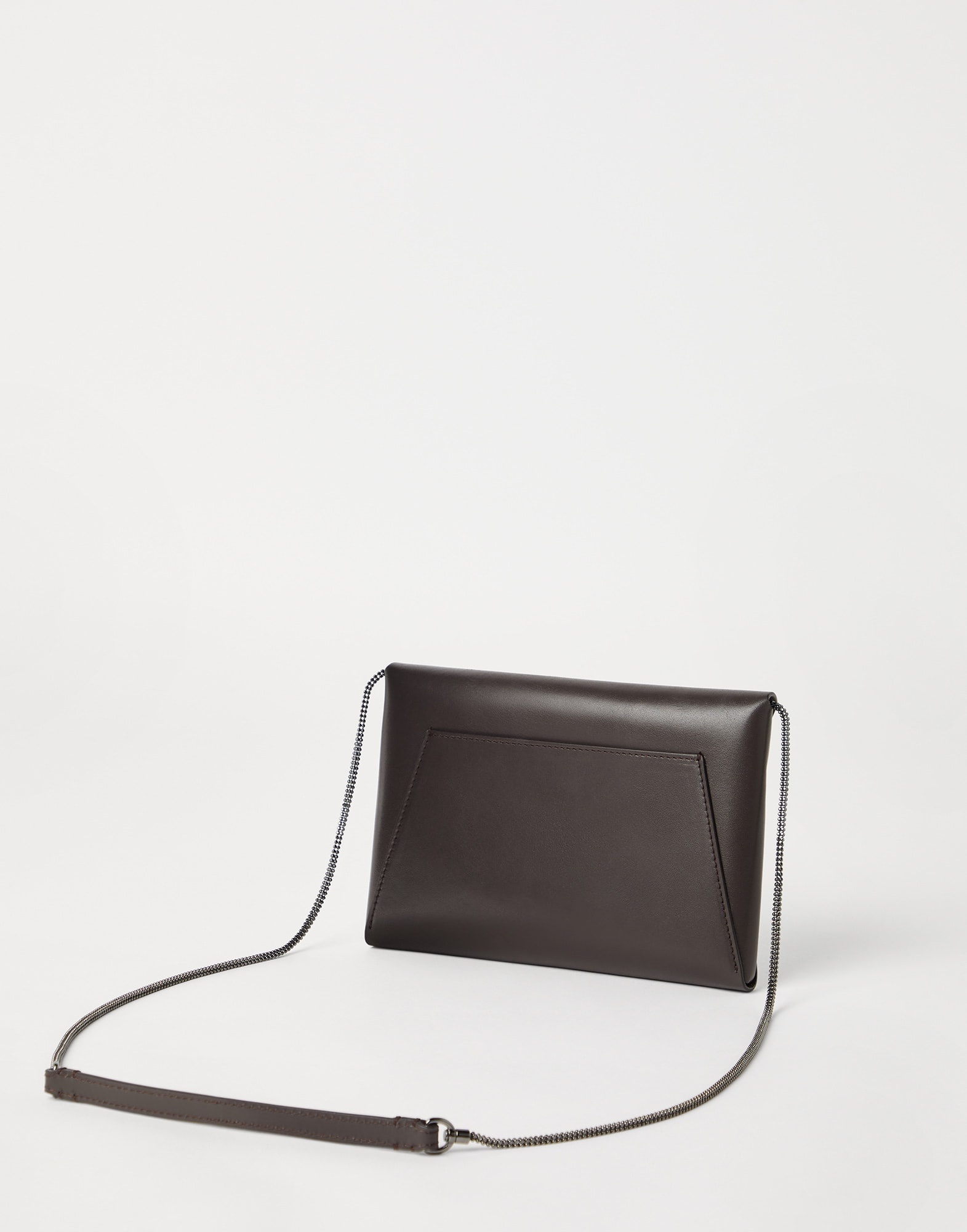 ショルダーバッグ・ポシェット Brunello Cucinelli Bc Duo Leather Clutch With Precious Chain Brunello Cucinelli BC Duo pochette in grained calfskin with