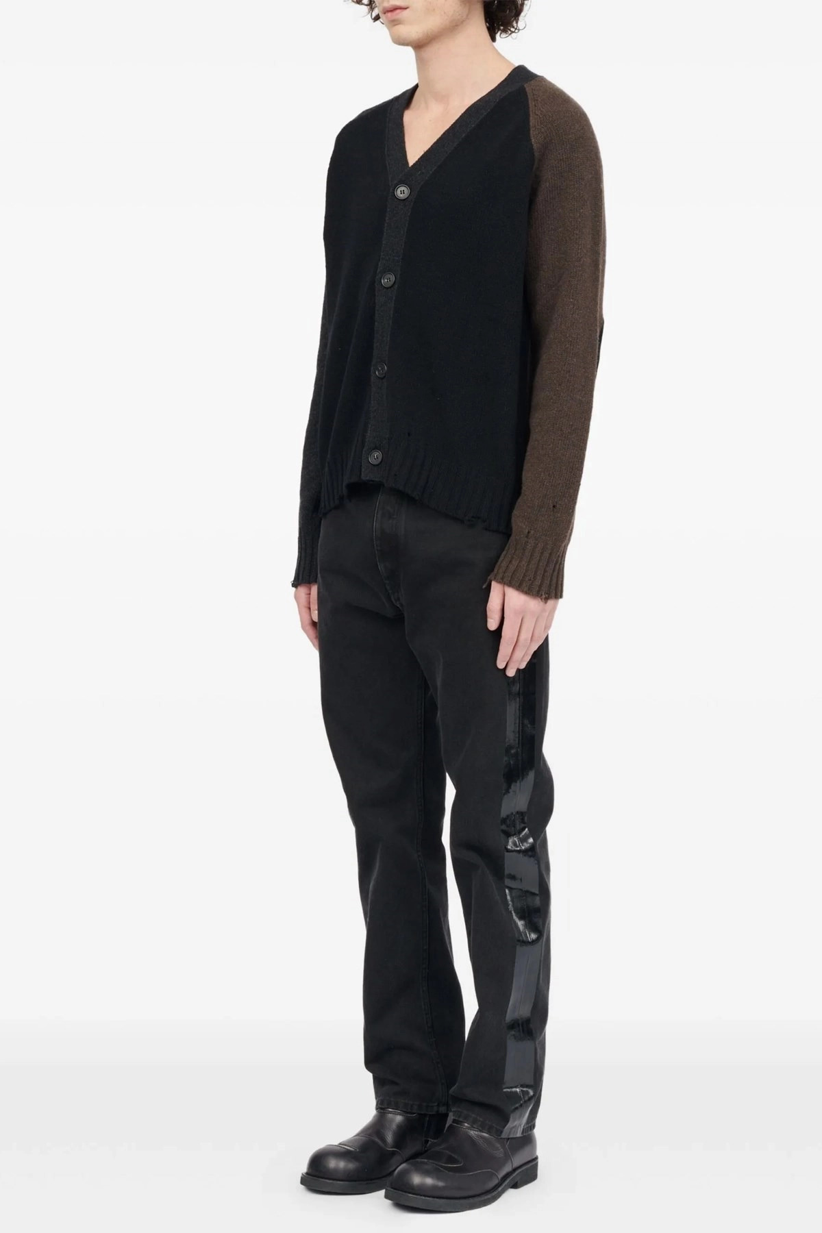 Two-tone suede patch cardigan - 2