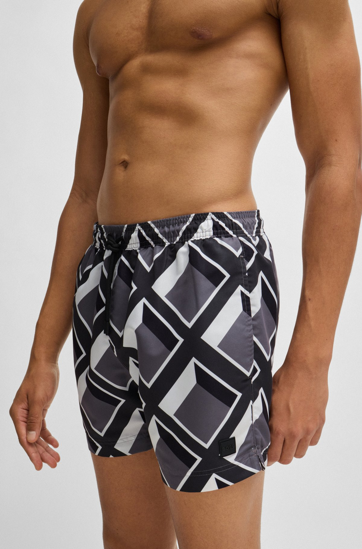 DRAWSTRING-WAIST SWIM SHORTS WITH ALL-OVER PRINT - 3