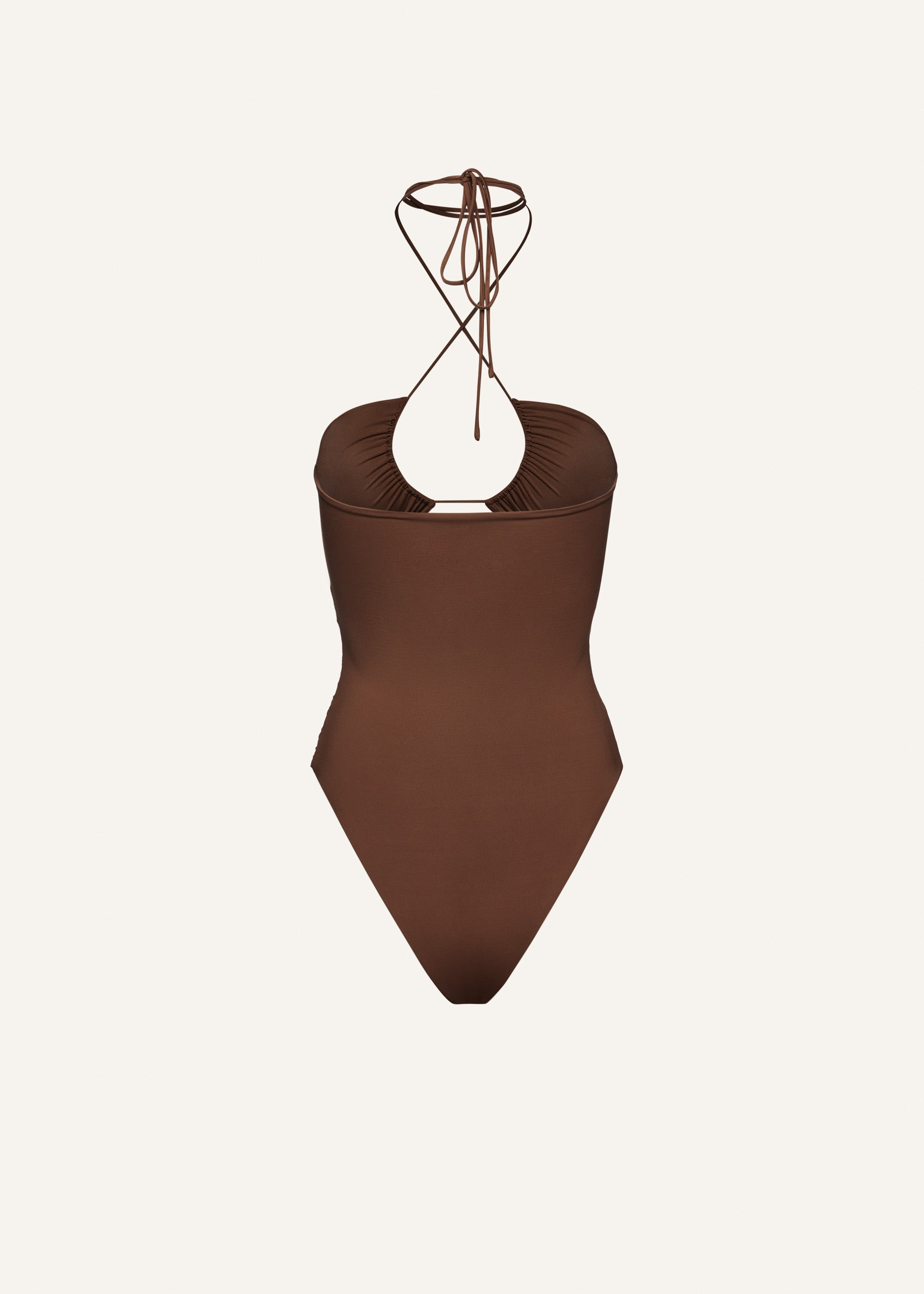 Crisscross halter swimsuit in brown - 2
