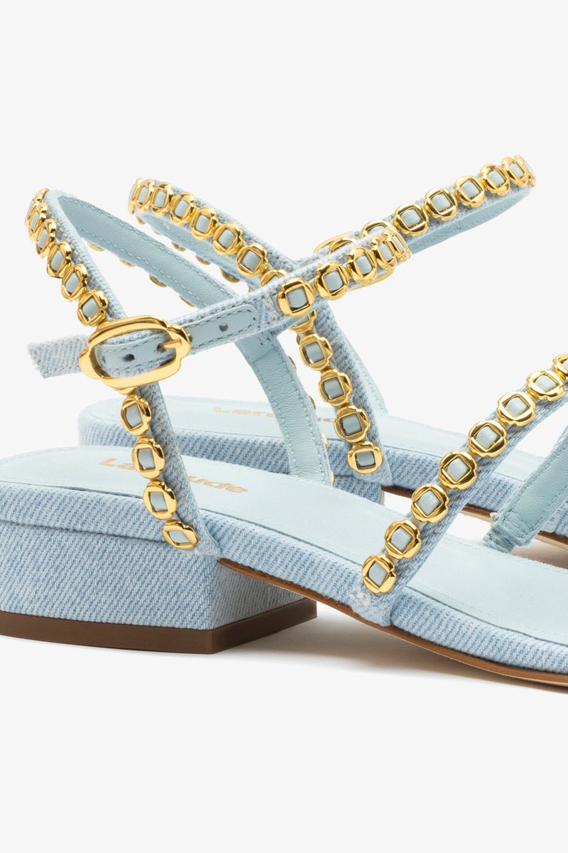 Milanina Flat Sandal In Maya Denim 4