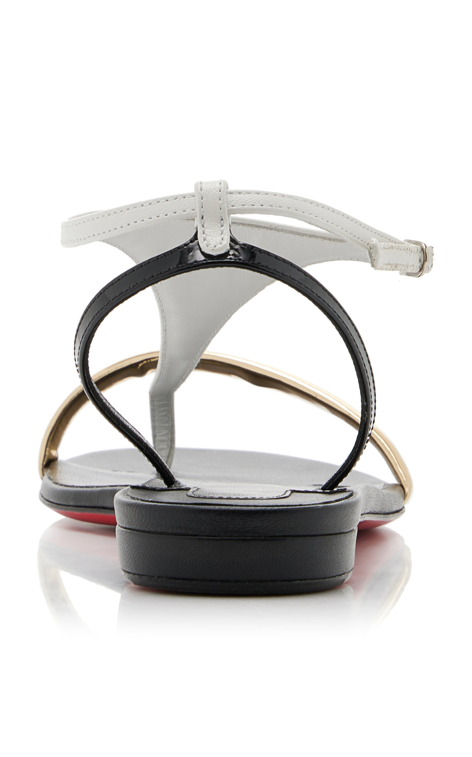 Athinita Hardware-Detailed Leather Sandals black/white - 4
