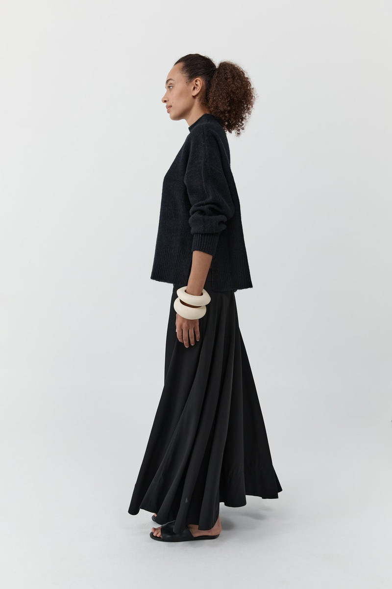 Wool Blend Mock Neck Sweater - Black 5