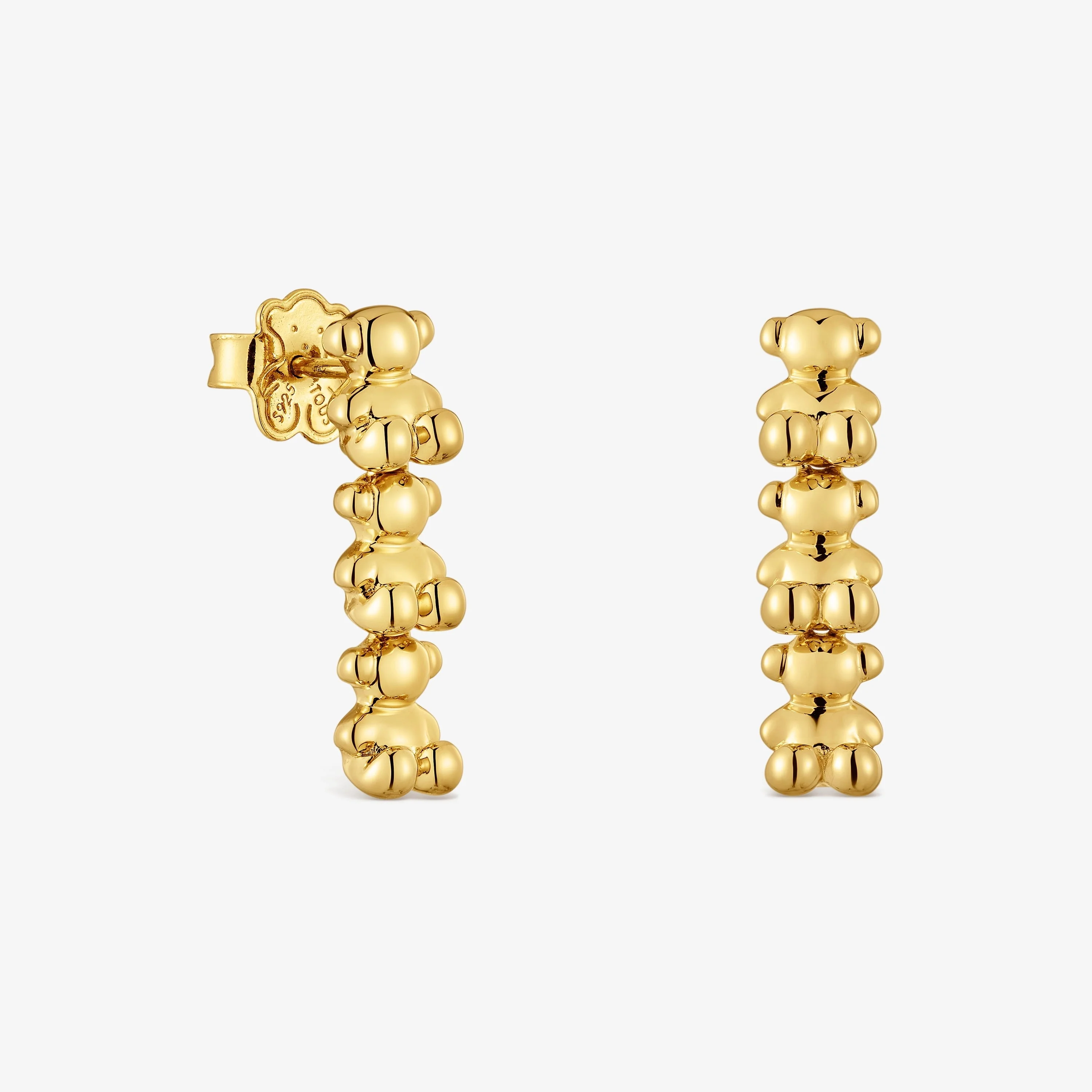 Long 18K gold vermeil Earrings with bear motifs Bold Bear - 1