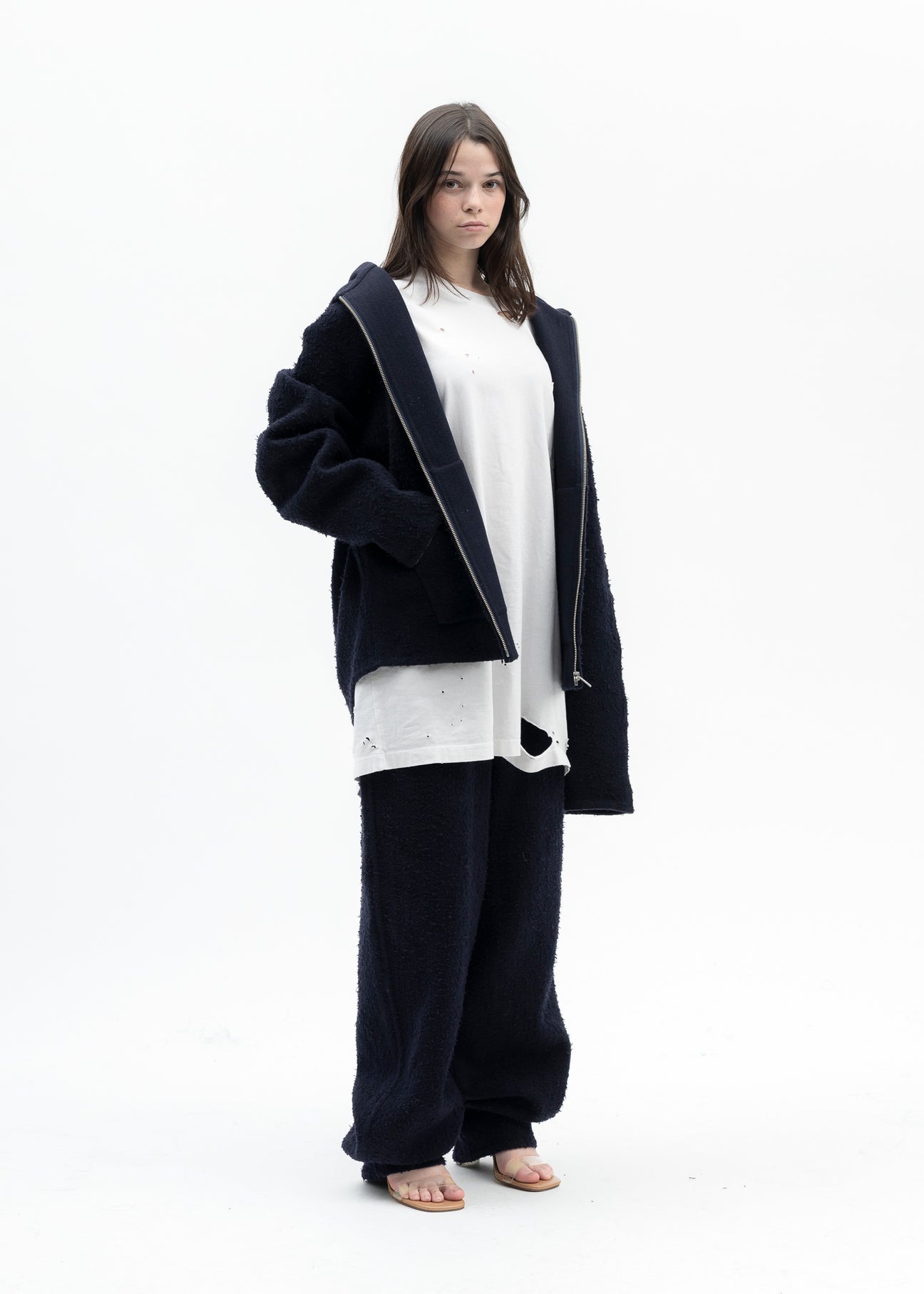 NAVY REVERSIBLE SEWING HOODIE - 6