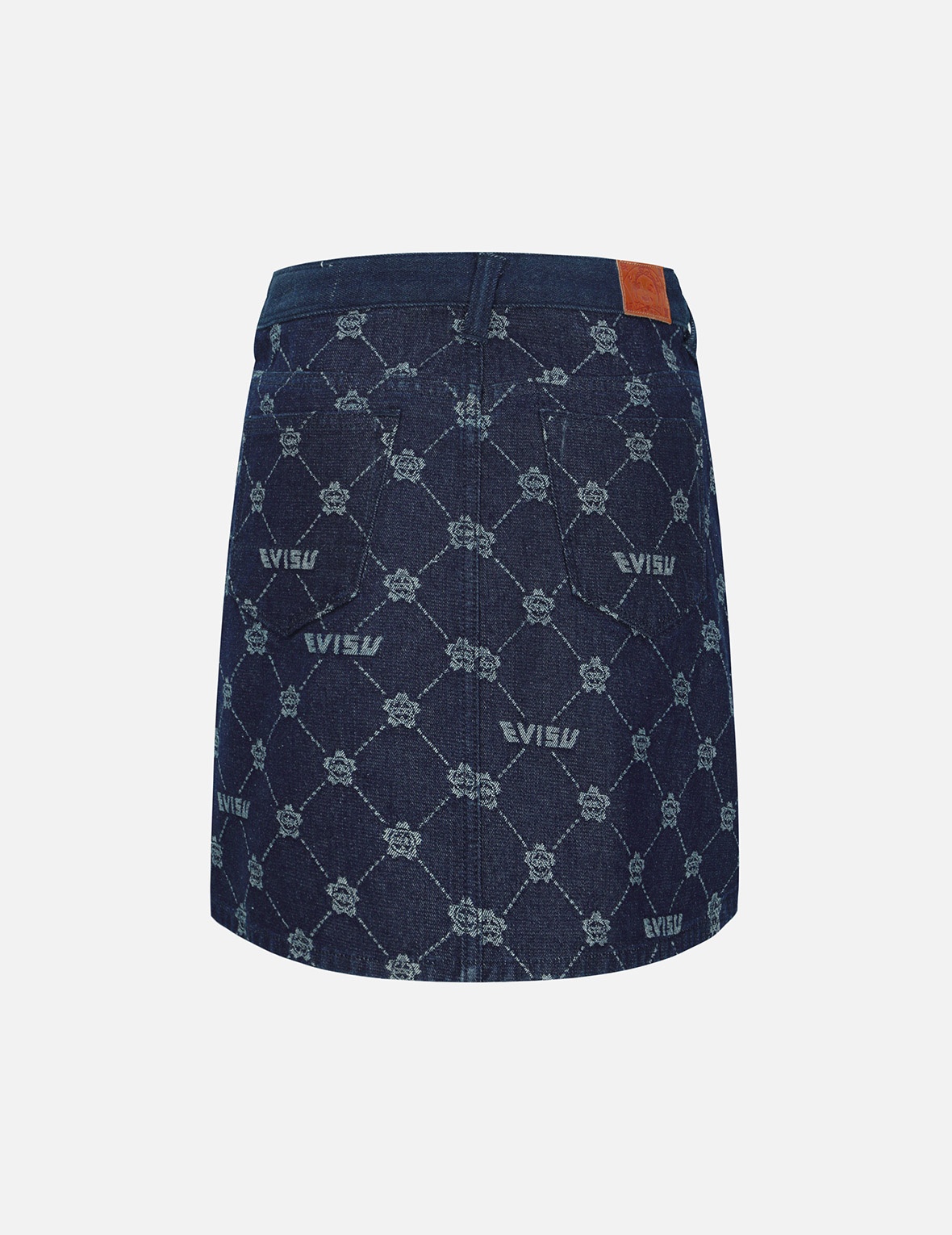 ALLOVER KAMON AND LOGO FASHION FIT DENIM SKIRT - 2