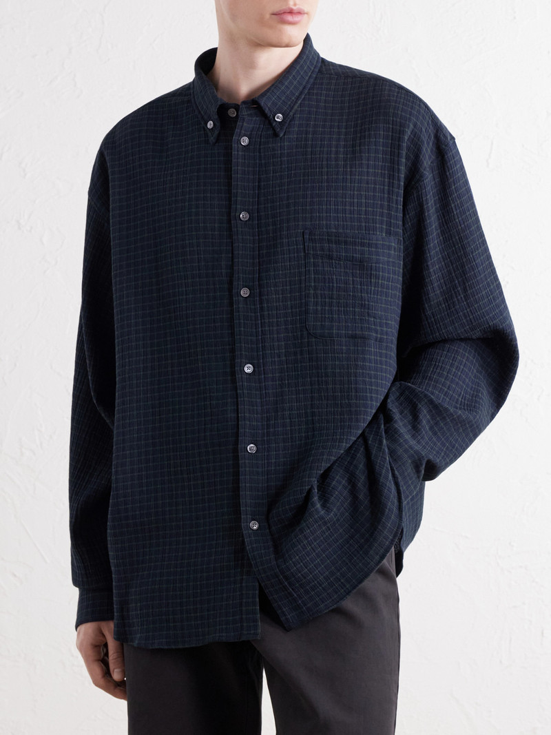 Banita Button-Down Collar Checked Organic Cotton-Seersucker Shirt 3