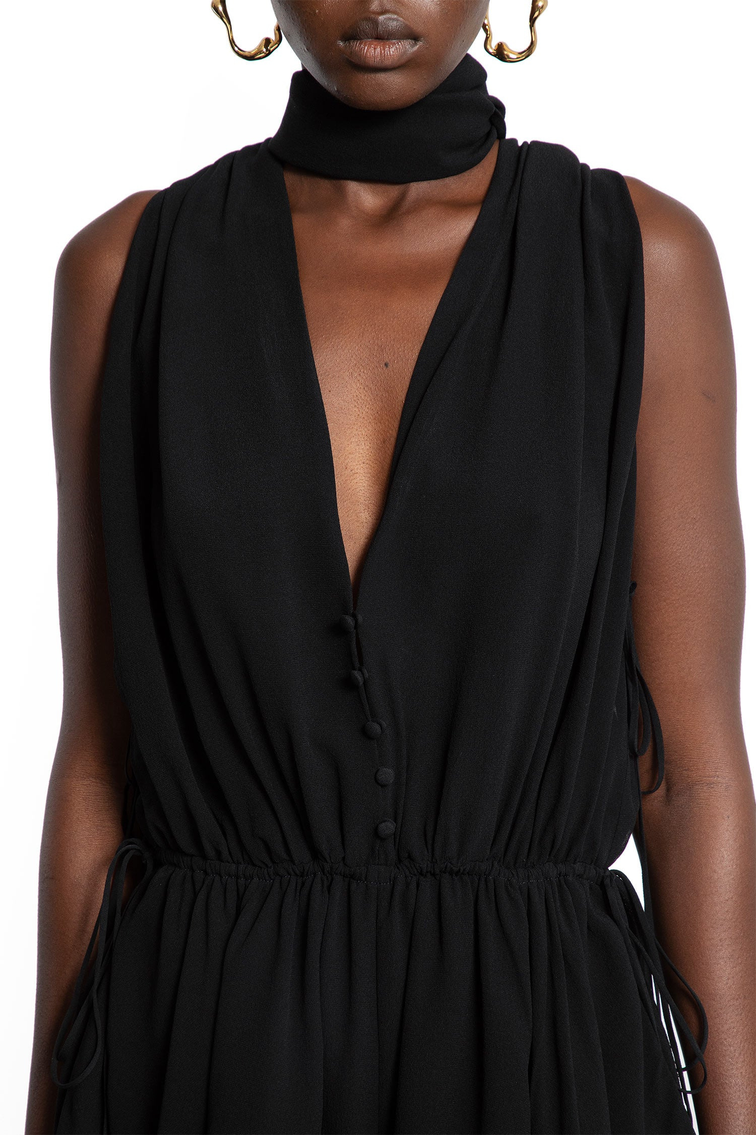 V-neck Jumpsuit In Silk Georgette - 5