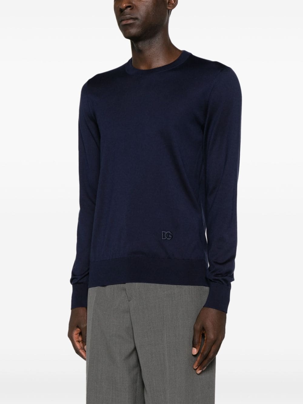 crew-neck silk jumper - 3