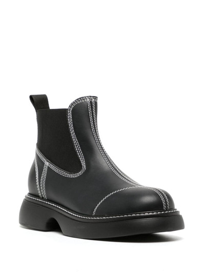 GANNI contrast-stitching leather boots outlook