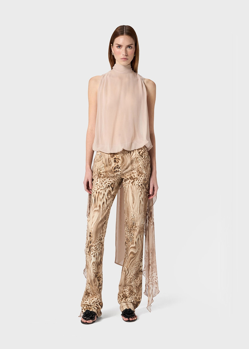 Blumarine PRINTED JEANS IN GEORGETTE WITH FLOUNCE outlook